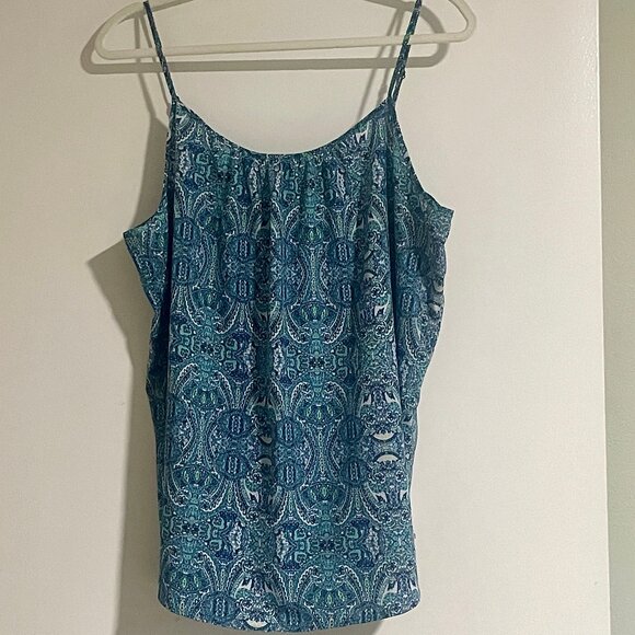 Time and Tru Women's Blue Paisley Cami Tank Top, Adjustable Straps, Size XL - Picture 1 of 5